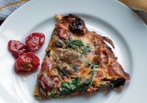 Spinach Frittata with Goat Cheese and Roasted Tomatoes