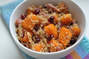 Savoury quinoa with squash and prosciutto