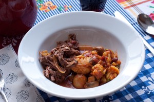 Beef Confit with Indian-style beans and cauliflower